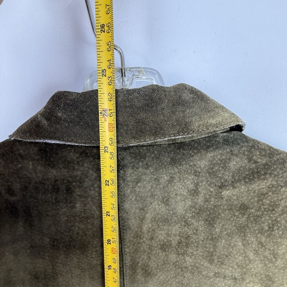 Brandon Thomas Womens Green Leather Suede Blazer Jacket Size S Long Sleeve Lined - Picture 15 of 16